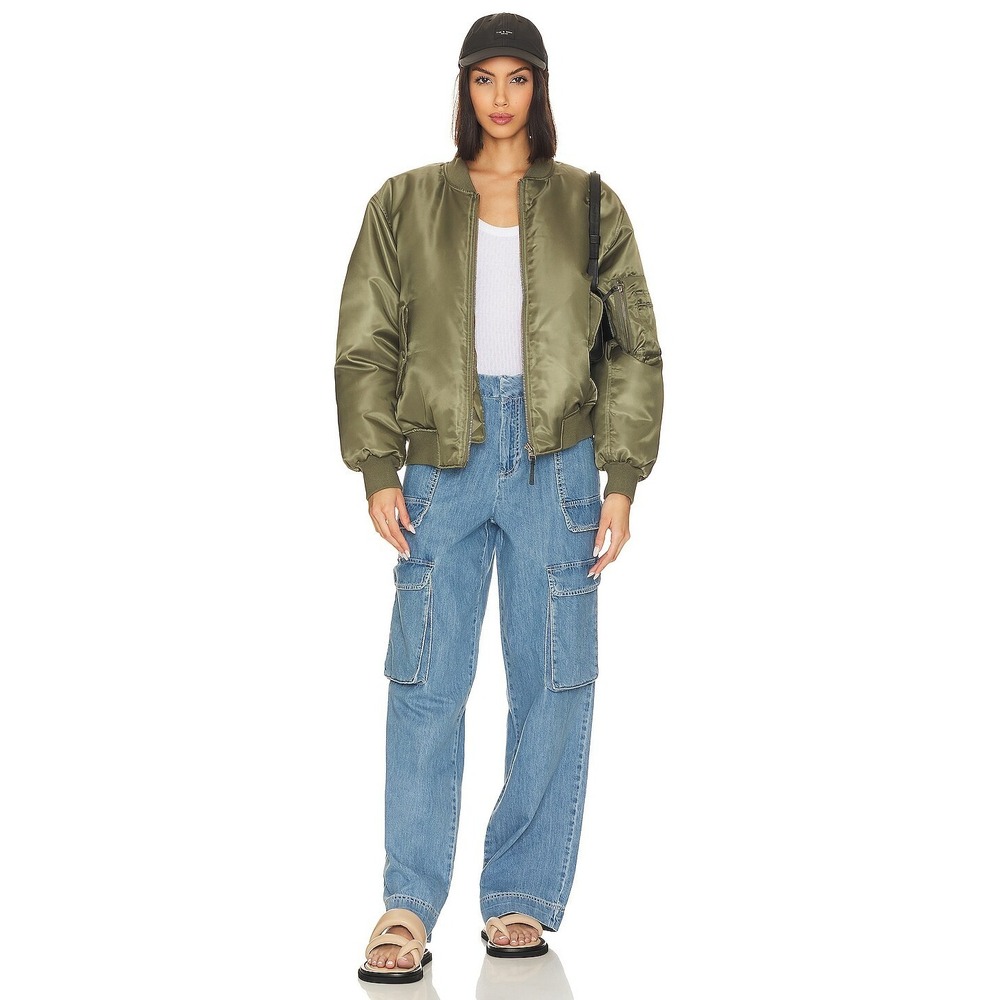 FRAME Denim Relaxed Straight Wide Leg Cargo Jeans in Rhythm Women 30 $328